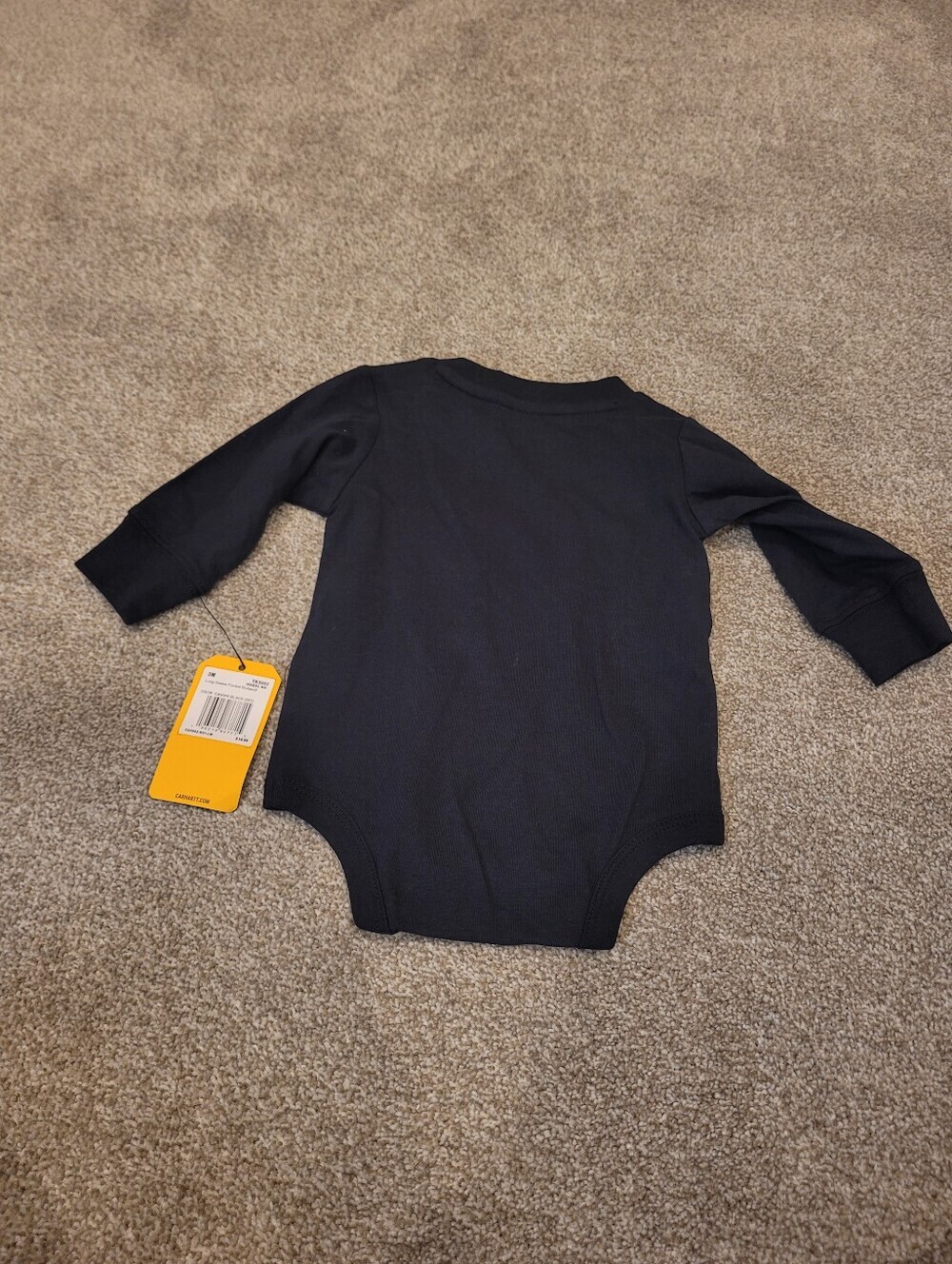 Carhartt Black Long Sleeve Infant Bodysuit with Logo Pocket 3 Months - Picture 4 of 4